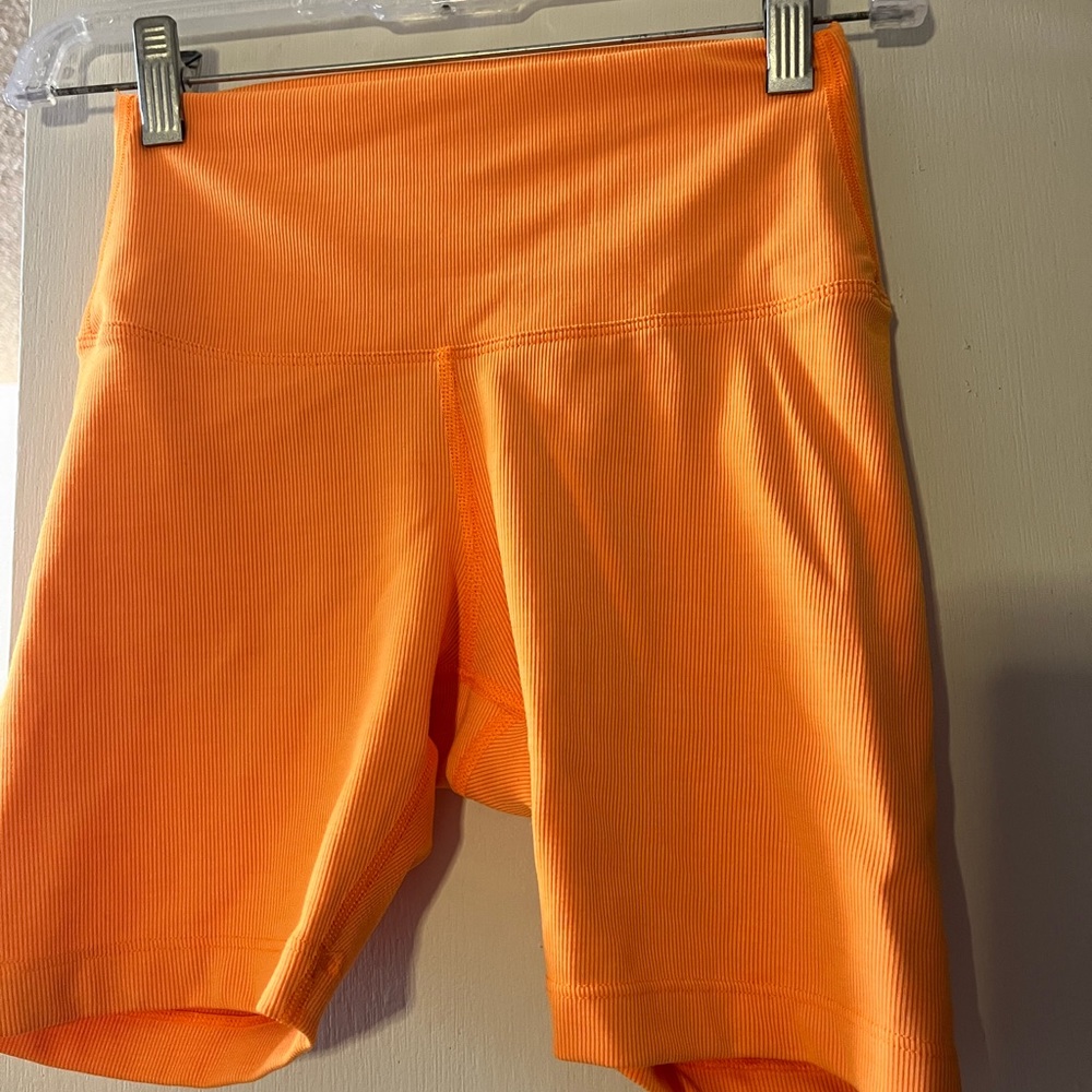 Nobull Neon Orange Ribbed Shorts XS